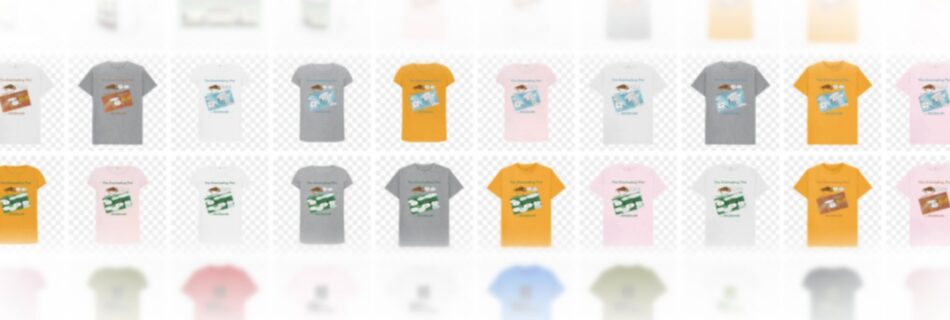 Lots of different t-shirts as link to t-shirt shop